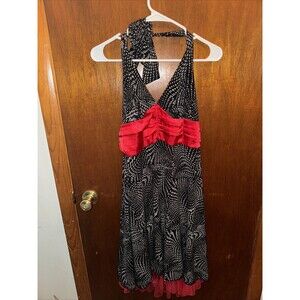 Torrid Womens Black Spotted Red Ruffle Halter Dress Size 18
